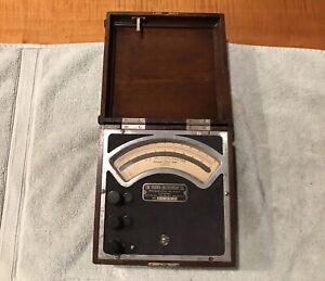 Dc Millivolt Meter Wood Case Antique Brown Instrument Philadelphia Pa Vtg Rare