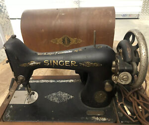 Singer Sewing Machine 1918 New Jersey Antique Bentwood Case Knee Bar F8361042