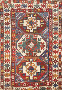Antique Re 1900 Wool Kazak Oriental Handmade Rug 3x5
