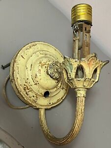 Vintage Painted Brass Single Wall Sconce For Restoring