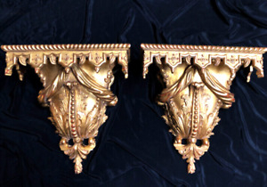 A Pair Of Corbel Wall Bracket Wall Fire Place Decor 22k Gold Leaf Usa