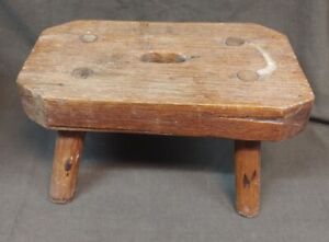 Antique Old Vintage Country Handmade Rustic Farm Wood Primitive Milking Stool