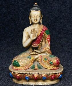 6 Old Tibet Bone Painting Sit Shakyamuni Sakyamuni Amitabha Buddha Statue