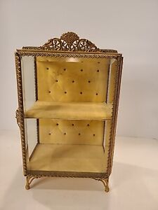 Outstanding Vintage French Gold Dore Bronze Crystal 9 1 2 Shadow Box Display