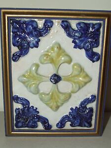 Antique Historic Architectural Tile Pottery Ceramic Tile Professionally Framed