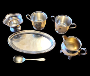 Vtg Mixed Lot Silver Plated 6 Serving Tea Tray Serving Pieces Gorham Brogers Etc