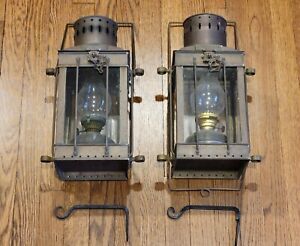  2 Brass Cargo Light No 3954 Lanterns Pair Great Britian 1939