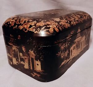 Antique Original Chinese Chinoiserie Jewellery Box Locking Key Good Condition