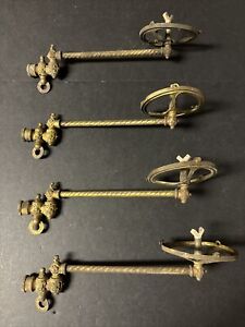 Ornate Brass Gas Light Wall Sconce Arm Lamp Part Set Of 4 Antique Victorian