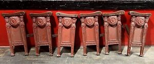 Vintage Antique Heywood Wakefield Theatre Row Seat Chair End Cast Iron Lot Of 6