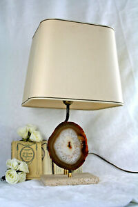 Modernist Agate Travertine Table Lamp Attr Willy Daro Mid Century 1970