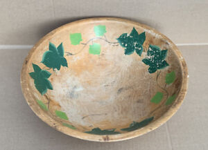 Hand Painted Pie Genuine Woodware Wooden Vintage Bowl 13 25 Length