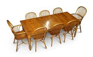 Rrp 23 500 Stewart Linford Burr Yew Elm Dining Table 8 Windsor Chairs