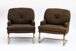 Pair Of Vintage Selig Lounge Chairs In Origianl Fabric
