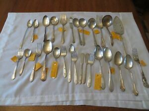 Lot Vintage Silver Plate Flatware Silverware 28 Pieces Identified Labeled