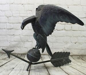 Antique Full Bodied Hollow Copper American Eagle Weathervane Needs Restoration