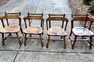 Set Of 4 Matching Captains Chairs Signed Old Hickory Martinsville