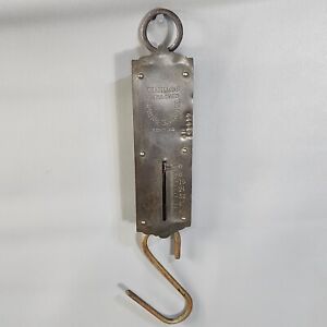 Vintage Chatillon Hanging Scale Improved Spring Balance 50 Lb Brass 14 1 4 