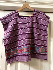 Old Guatemala Maya Handwoven Purple Cotton Top