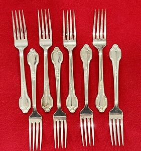 Vtg Int L Silver Hotel Flatware Falmouth Lot Of 8 Dinner Forks 1900 1940
