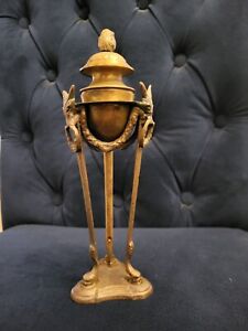 Egyptian Revival Empire Goat Headed Bronze Brass Garniture Incense Candle Holder