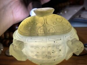 Antique Vintage Chinese Jade Hand Carved Incense Burner