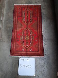 M14 Handmade Knotted Afghan Tribal Vintage Prayer Rug Jay Namaz 3 9 2 2 Feet