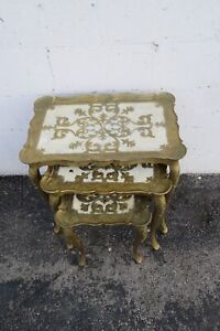 Italian Florentine Antique Gold Nesting Tables Set Of Three 4033
