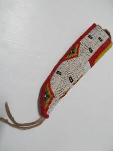 Antique Assiniboine Plains Indian Fully Beaded Knife Case Excellent Clean Cond