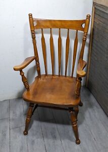 Vintage Ethan Allen Heirloom Nutmeg Maple Arrow Back Dining Arm Chair 10 6060a B