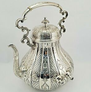 Antique Victorian Era Silverplate Tea Pot Large Tilting G R Collis Co No Base
