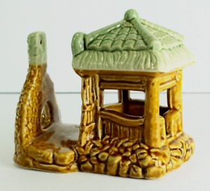  1930 S 40 S Majolica Lamp Base In The Shape Of A Well Gazebo Structure