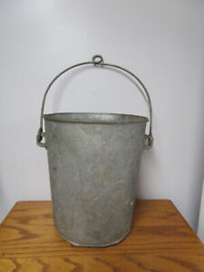 Antique Loop Handle Galvanized Metal Well Bucket Farm Decor