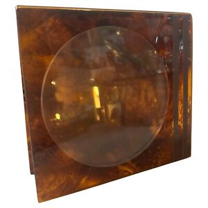 1970s Mid Century Modern Fake Tortoise Shell Lucite And Brass Picture Frame