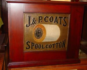 Great Antique J P Coats Spool Thread Cabinet Embossed Back 16040