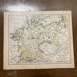 Rand Mcnally Co Antique 1899 Map Of Germany The Netherlands 7x6