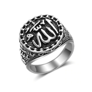 Islamic Ring Size 9 Color Silver Black