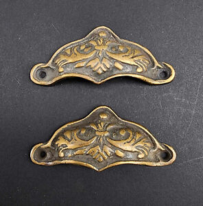 2 Brass Antique Style Victorian Swag Apothecary Cabinet Drawer Handles Pull A10
