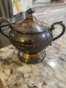 Vintage Silver On Copper Sugar Bowl With Lid