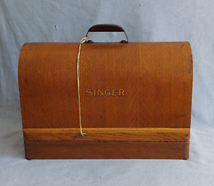 Vtg Singer Sewing Bentwood Case Oak 3 4 Size 99 185 192 28 128 With Key
