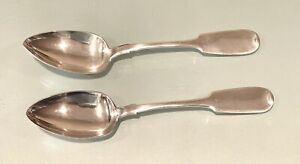 Set Pair Vintage Antique 1875 Russian Imperial Silver 84 Large Serving Spoon Old