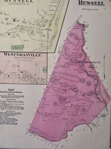 Russell West Granville Hampden County Massachusetts 1870 Detailed Map