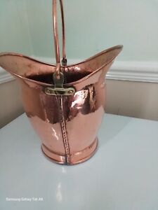 Antique Small Copper Coal Bucket Or Ash Pan