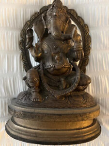 Antique Indien Ritual Bronze God Ganesha Elephant 12 Inches