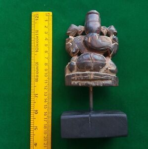 Old Antique Rare Rosewood God Of Wisdom Ganesha Ganapati Statue Figure Idol