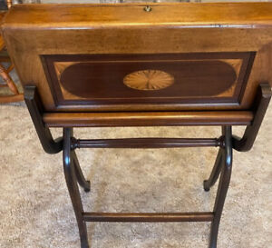 19th Century English Folding Campaign Desk Writing Table With Original Interior