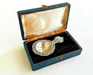 Vintage Sterling Silver Small Tea Strainer Marked W Orig Box Probably German