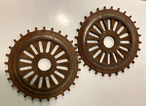 Vintage Industrial Metal Wheels Cogs Gear Like Lot Of 2 7 Inch Diameter