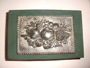 Nice Vintage Italian Jewelry Dresser Box Repousse 800 Silver Fruits Plaque Top