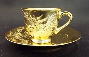 Vintage Japanese Gilded Small Coffee Cup Saucer